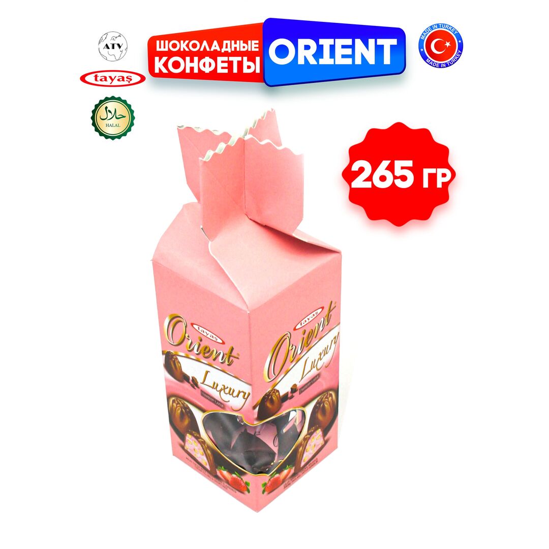 Шоколадные конфеты Orient со сливочно-клубничным кремом и хрустящими криспи, 265г, изображение 6