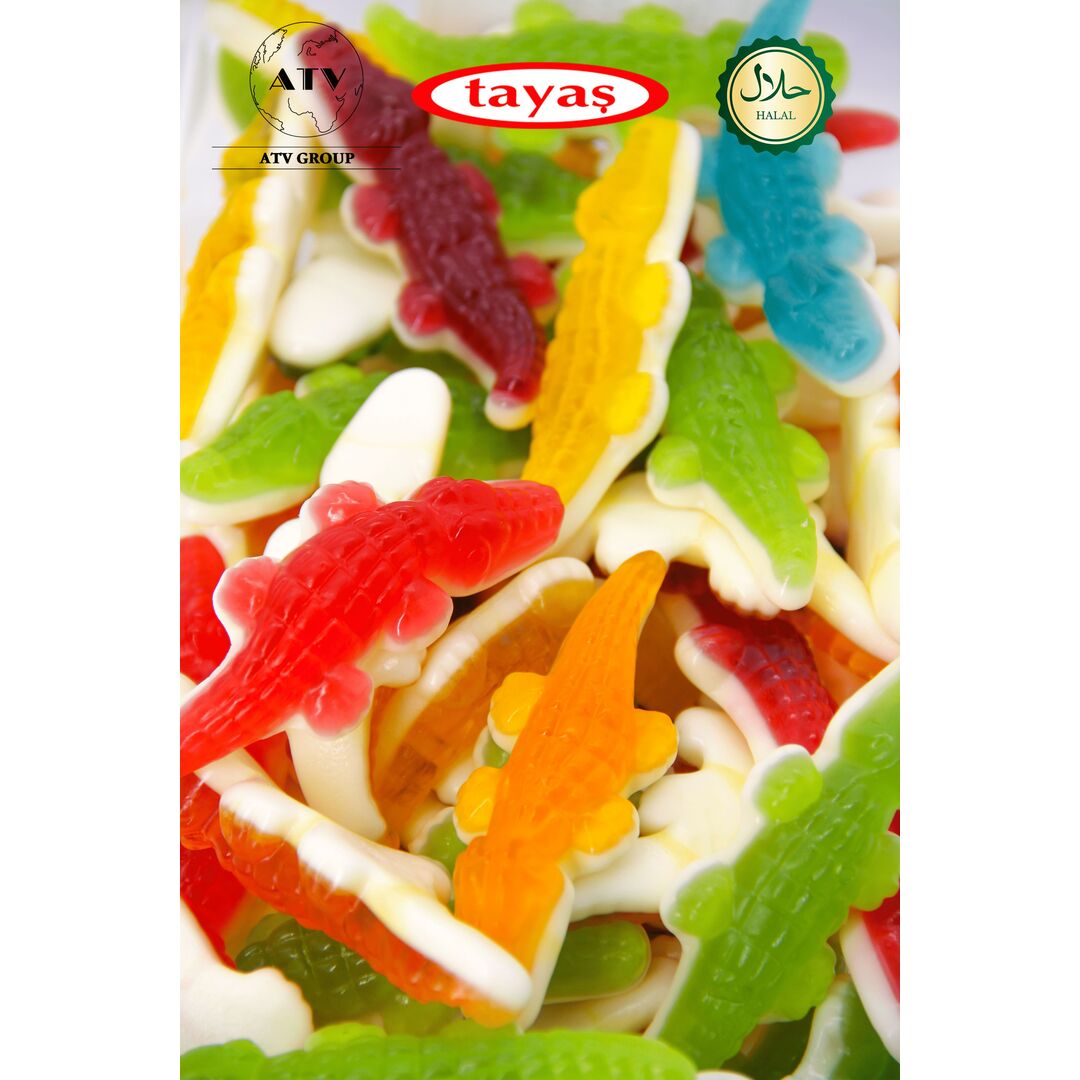 Жевательный мармелад DAMLA TAYAS, Крокодил большой, контейнер, 1кг желейный, изображение 5