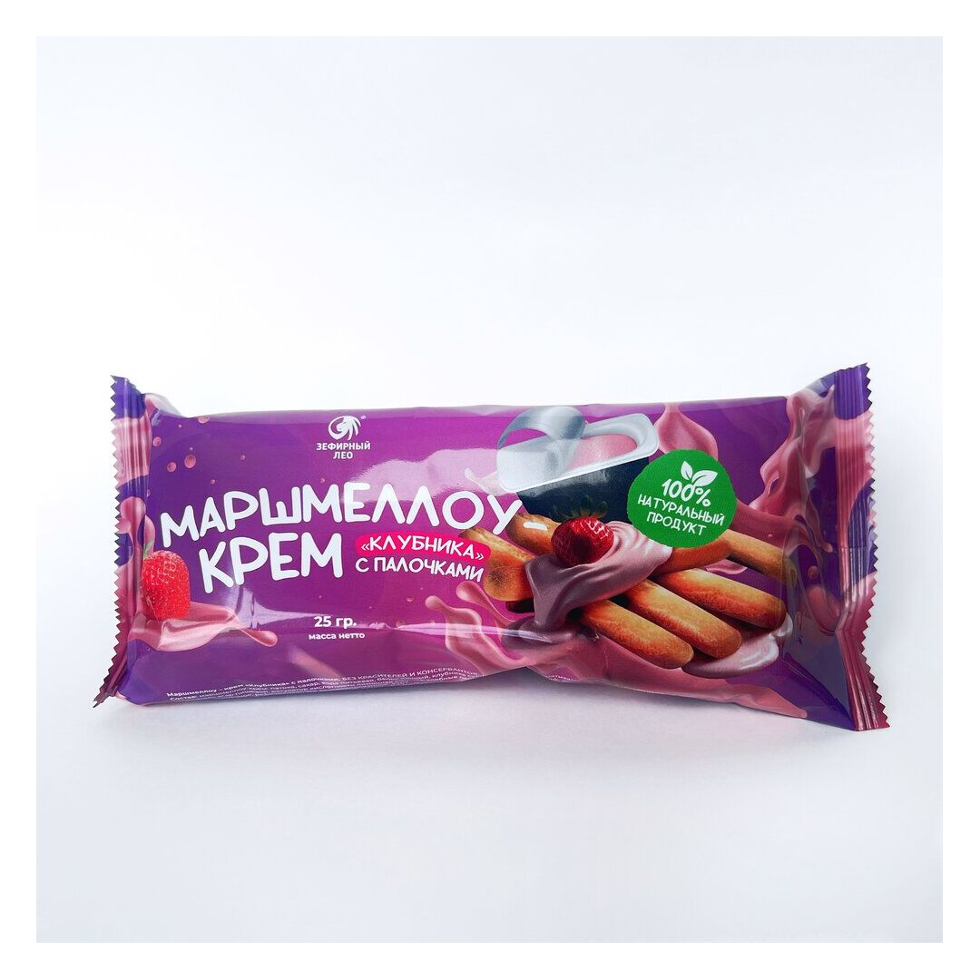 (16 шт.) Маршмеллоу – крем «Клубника» с палочками  (ТМ «Зефирный Лео»), изображение 2