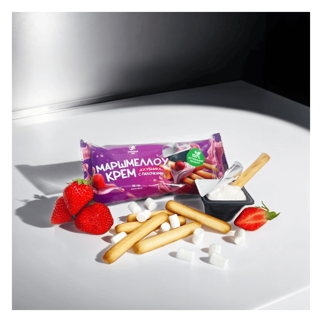 (16 шт.) Маршмеллоу – крем «Клубника» с палочками  (ТМ «Зефирный Лео»), изображение 3