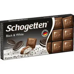 Молочный шоколад Schogetten (Шогеттен) Black & White начинка ванильный крем с кусочками печенья 100 гр