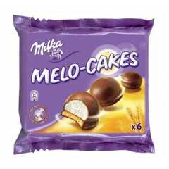 Milka (Милка) MELO-CAKES - Пшеничное печенье с шариком взбитого суфле политое молочным шоколадом 100 гр
