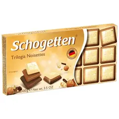 Шоколад Schogetten (Шогеттен) Trilogia белый, молочный и темный с фундком 100 гр