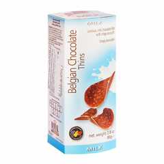 Шоколадные чипсы Belgian Chocolate Thins Milk  молочные 80г, Бельгия
