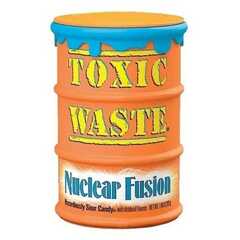 Кислые леденцы Toxic Waste Sour Candy Nuclear Fusion оранжевая бочка 42 г, Пакистан