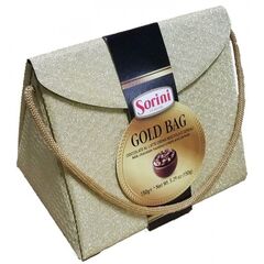 Конфеты SORINI "Glitter Bag" из молочного шоколада с ореховым кремом и зерновыми(Золото) 150г
