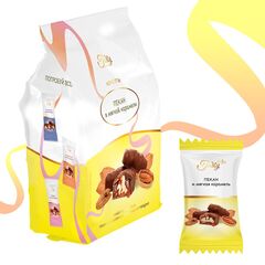 Конфеты TASTY в молочной шоколадной глазури пекан и мягкая карамель 150г