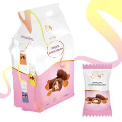 Конфеты TASTY в молочной шоколадной глазури миндаль и мягкая карамель 150г