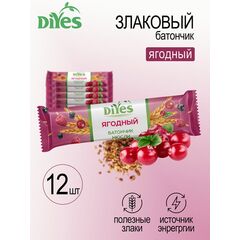 Батончики мюсли DiYes Ягодный 12 шт по 25 гр / веган / без лактозы