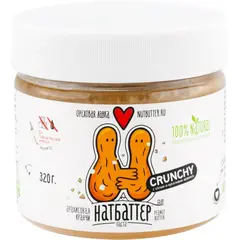 Паста арахисовая НАТБАТТЕР Crunchy с морской солью и кусочками арахиса, 320 г - 2 шт.