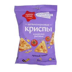 Чипсы цельнозерновые рисово-кукурузные HAPPY CRISP Пряный томат, 50 г - 10 шт.