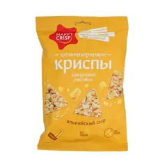 Чипсы цельнозерновые рисово-кукурузные HAPPY CRISP Альпийский сыр, 50 г - 10 шт.