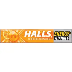 Карамель леденцовая HALLS с витамином С и вкусом апельсина, 25 г - 20 шт.