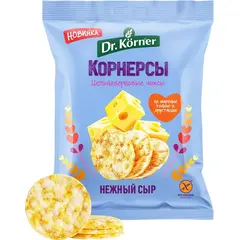 Чипсы кукурузно-рисовые Dr. Korner со вкусом сыра, цельнозерновые, 50 г