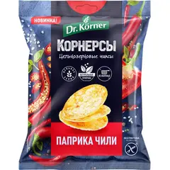 Чипсы кукурузно-рисовые Dr. Korner со вкусом паприки и чили, цельнозерновые, 50 г