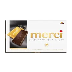 Merci, шоколад горький, 72% какао, произведено в Германии, 100г / Мерси