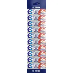 Жевательная резинка Orbit White Классический, без сахара, 10 пачек по 13,6 г