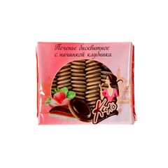 Печенье  бисквитное "КиКо" в глазури/ с начинкой "КЛУБНИКА" / 600г