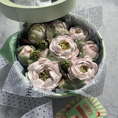 Съедобный букет из зефира (яблочный) Пионы