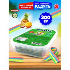 Мармелад жевательный DAMLA (бокс 300гр) конфеты Tayas. Кислые ленточки в обсыпке, халяль.