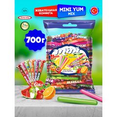 Жевательные палочки Tayas, конфетки ассорти MINIYUM 4 вкуса 700г.