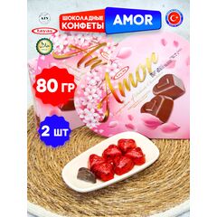 Шоколадные конфеты из молочного шоколада с кремово-ореховой начинкой AMOR, 80г